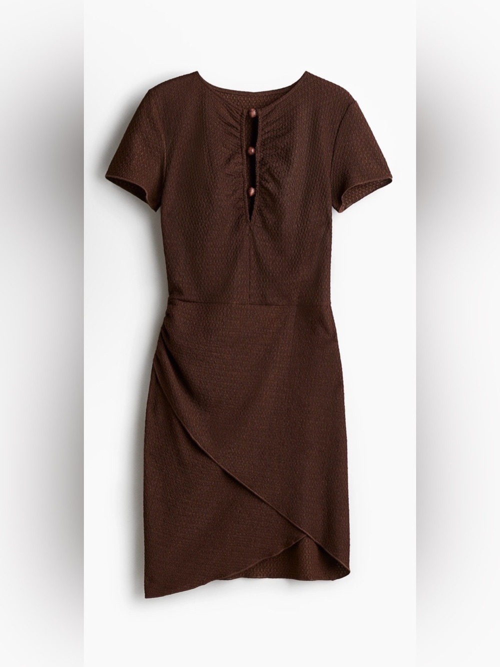 H&M Divided Brown Textured Ruched Wrap Mini Dress Size Medium NWT